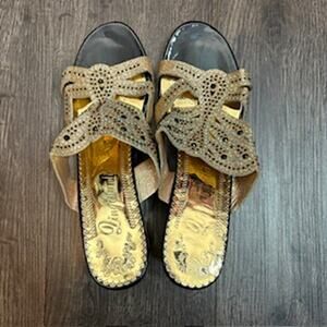 Gold Strappy Sandals NWOT Size 38 US 7.5 to 8